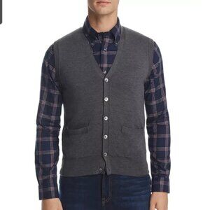 NWT Brooks Brothers 100% Extra Fine Merino Wool Button Down Sweater Vest Large